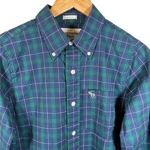 NEW Abercrombie & Fitch Muscle Fit Plaid Flannel Button Down Shirt Mens Small‎